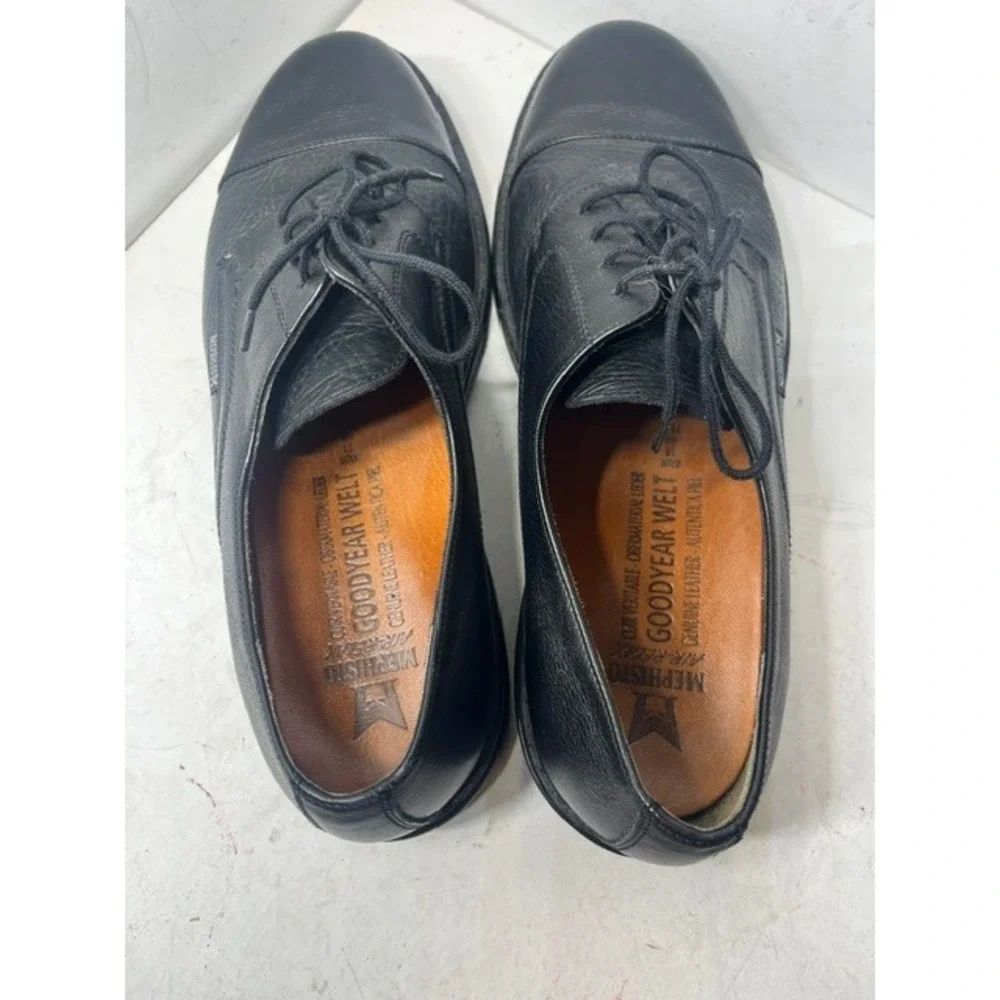Mephisto Melchior Oxford Shoes Black Pebble Grain Leather Derby Mens 11.5